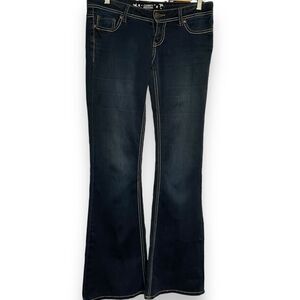 Celebrity Pink Flare Leg Jeans Womens 3 Juniors Blue Dark Wash Pockets Stretch